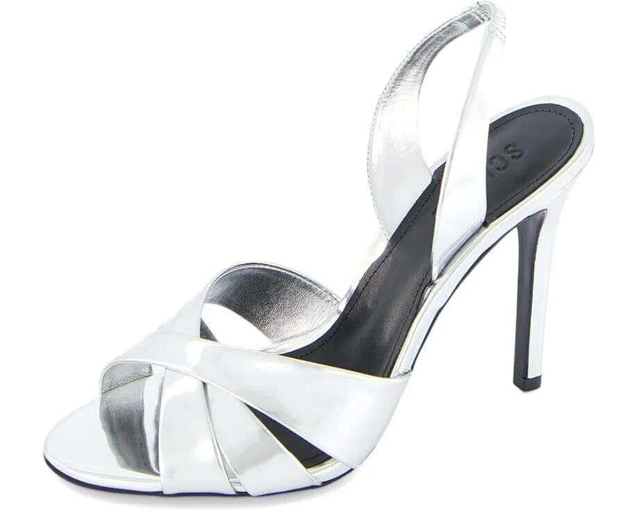 Schutz Keefa Sling Heels Women's 10.5 Prata Leather Slingback Stiletto ZPO1787