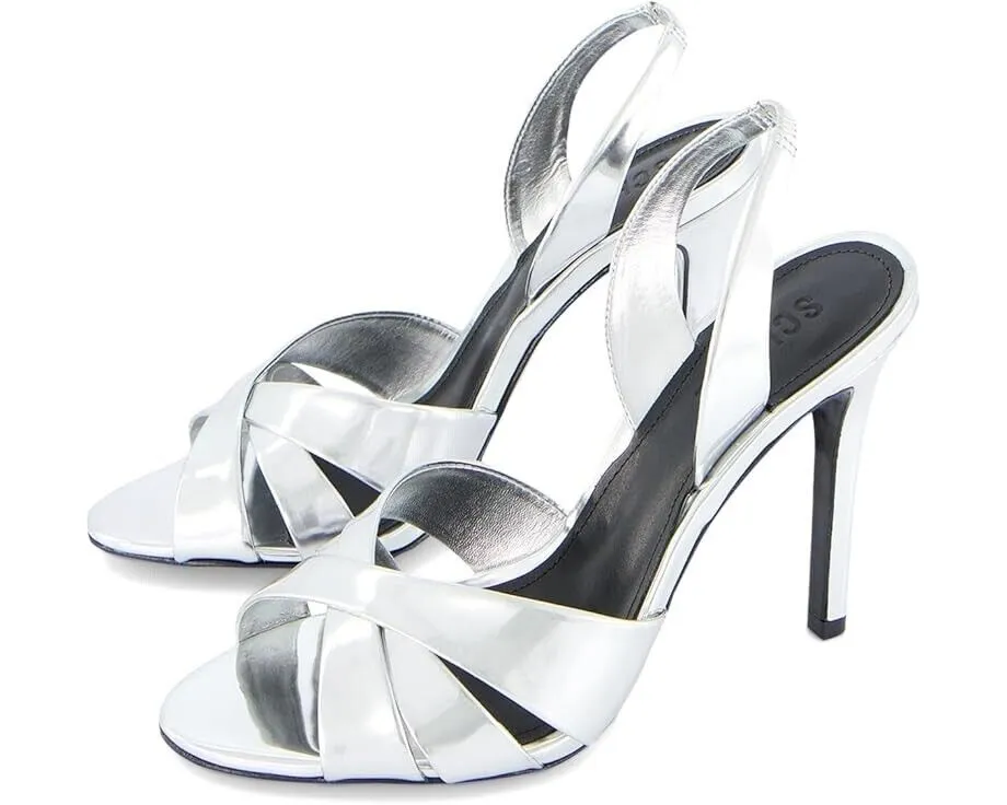 Schutz Keefa Sling Heels Women's 10.5 Prata Leather Slingback Stiletto ZPO1787