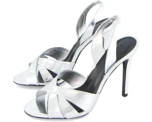 Schutz Keefa Sling Heels Women's 10.5 Prata Leather Slingback Stiletto ZPO1787