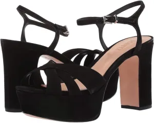 Schutz Keefa Women's 11 Black Leather Block High-Heel Platform Sandals FZP581