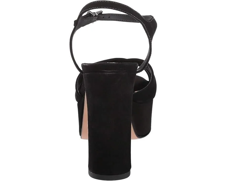 Schutz Keefa Women's 11 Black Leather Block High-Heel Platform Sandals FZP581