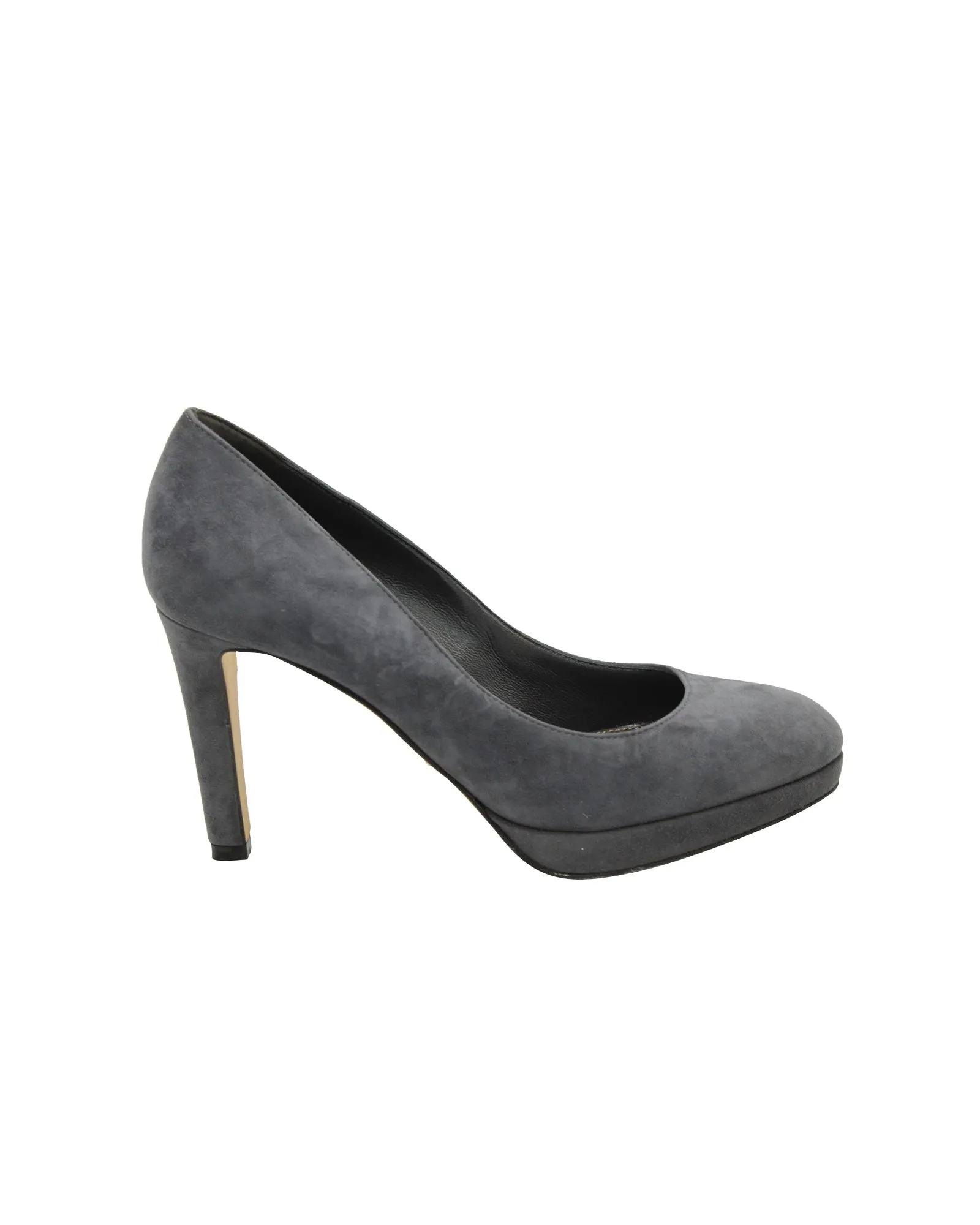 Sergio Rossi Almond Toe Pumps in Grey Suede