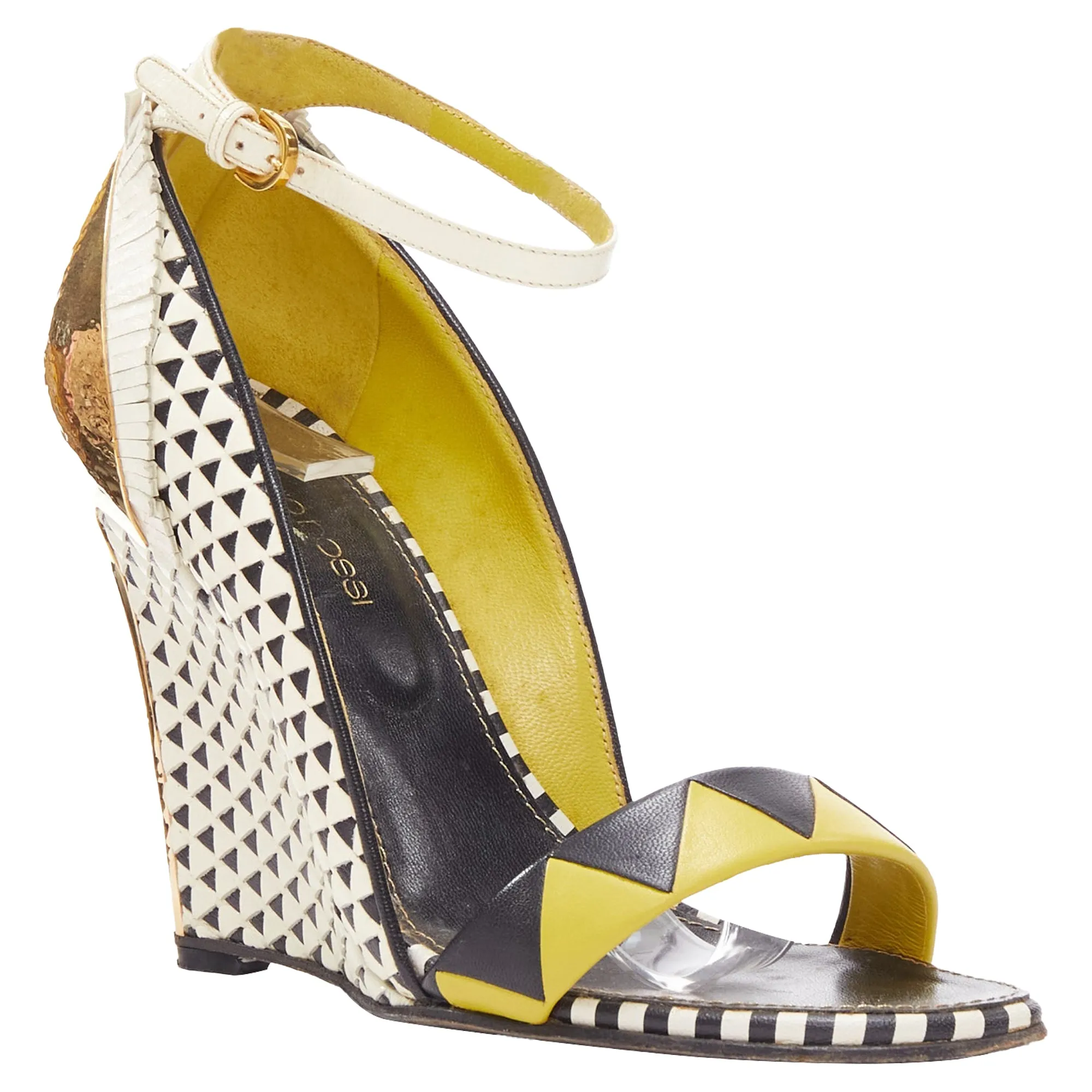 Sergio Rossi Cap Heel Geometric Wedge Sandals