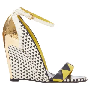 Sergio Rossi Cap Heel Geometric Wedge Sandals