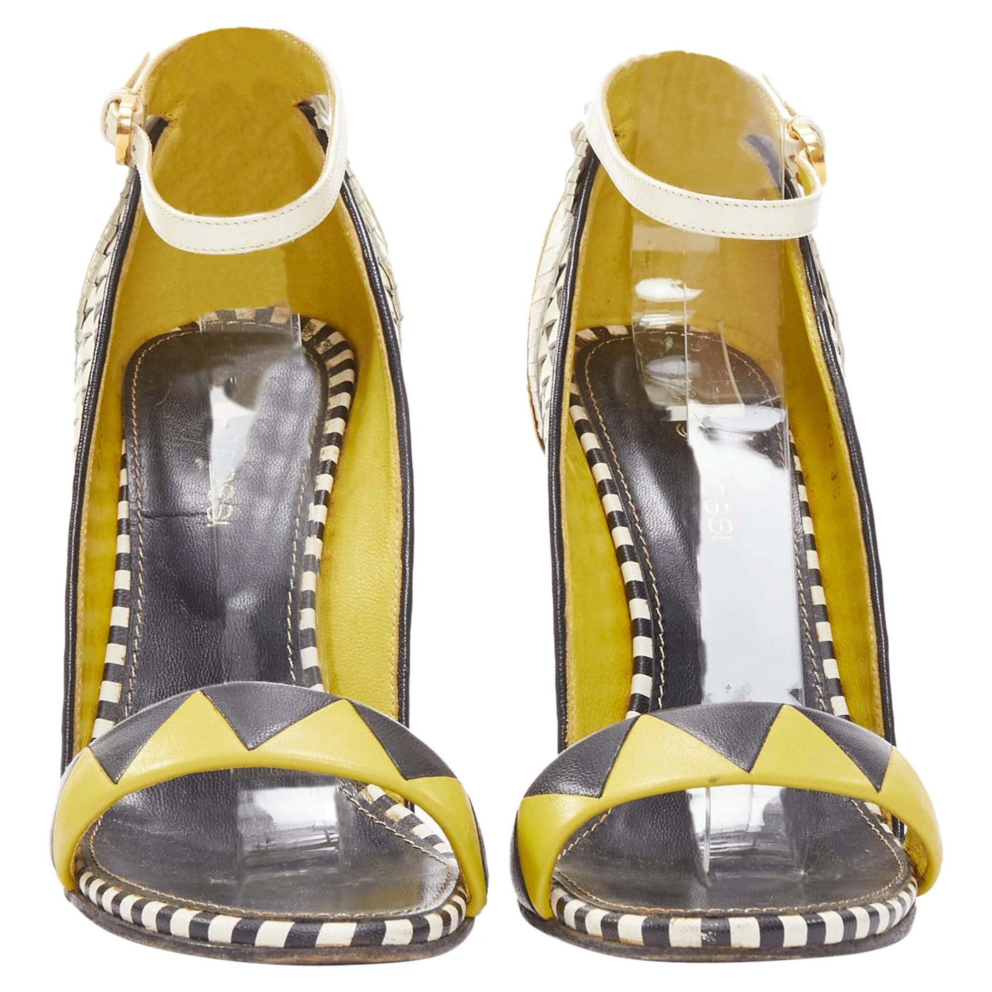 Sergio Rossi Cap Heel Geometric Wedge Sandals