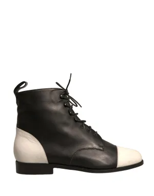 Sergio Rossi  Leather Lace Up Flats Ankle Boots Women's Shoes (Pre-Owned)