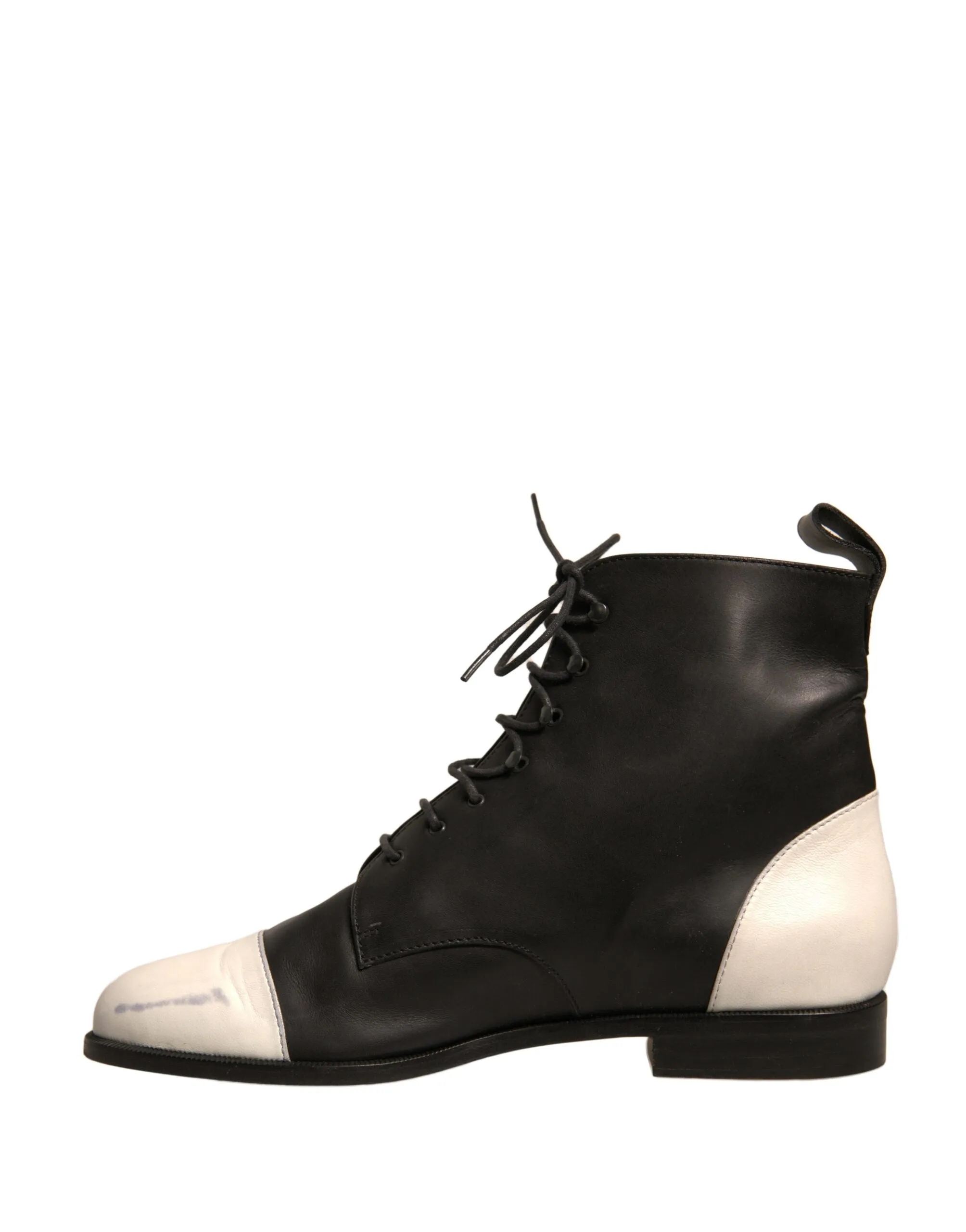 Sergio Rossi  Leather Lace Up Flats Ankle Boots Women's Shoes (Pre-Owned)
