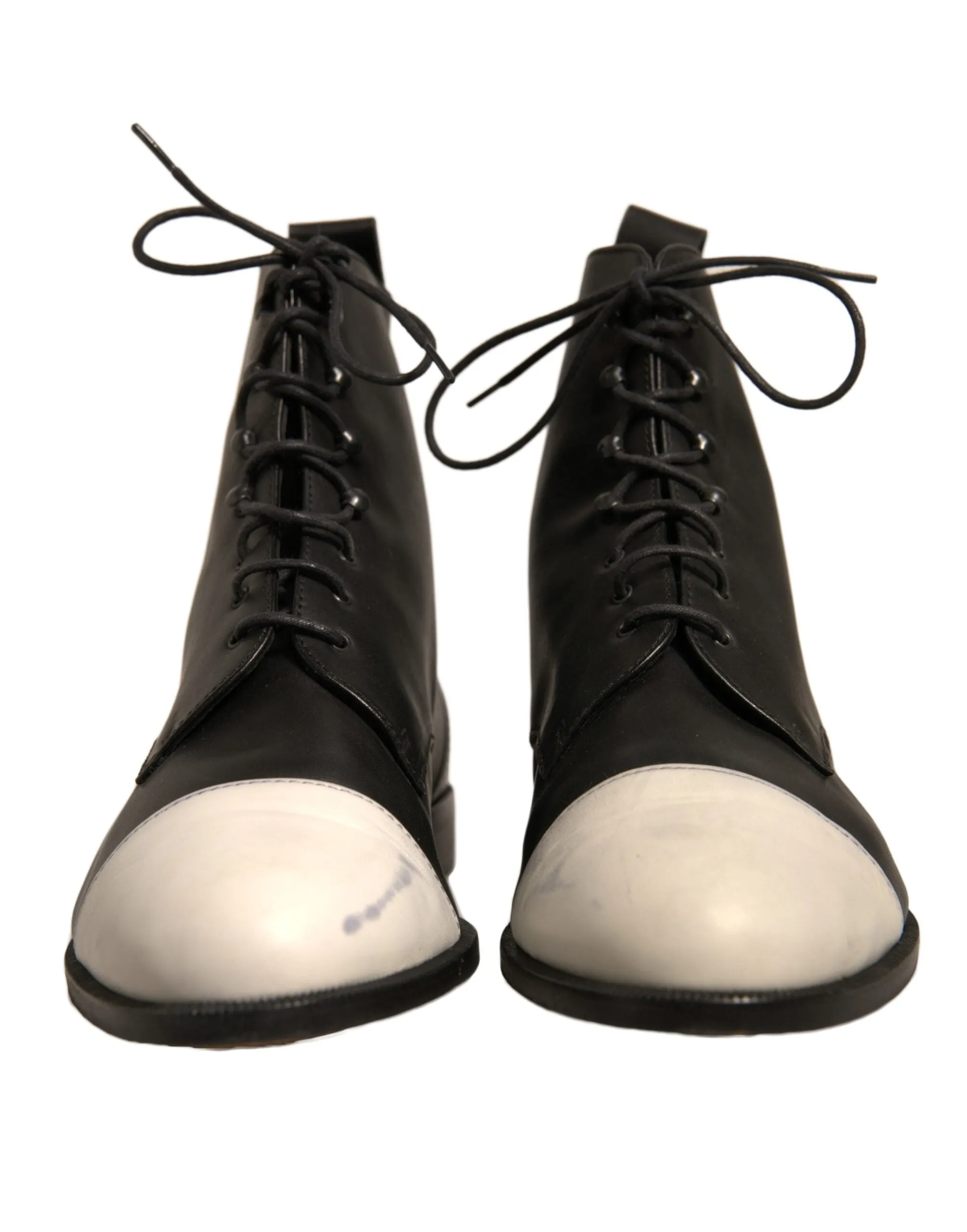 Sergio Rossi  Leather Lace Up Flats Ankle Boots Women's Shoes (Pre-Owned)