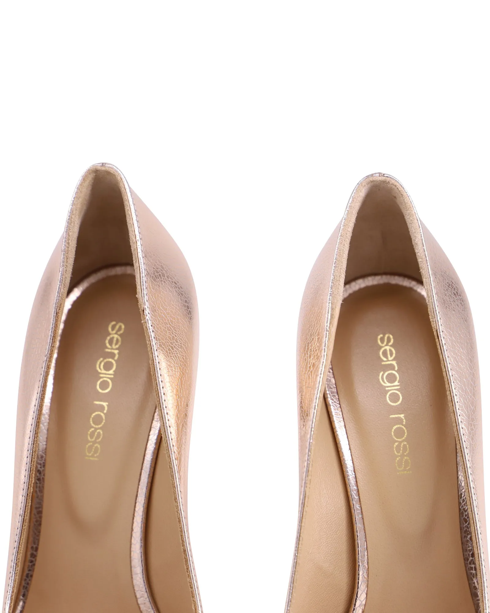 Sergio Rossi Peep-toe Heels in Gold Leather