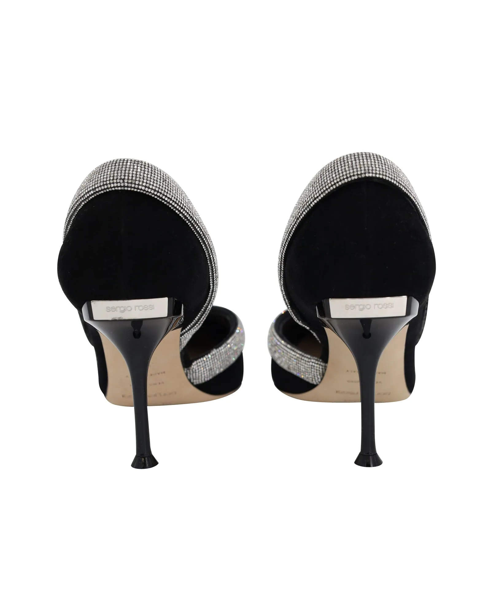 Sergio Rossi SR Milano Crystal-Embellished Pumps in Black Suede