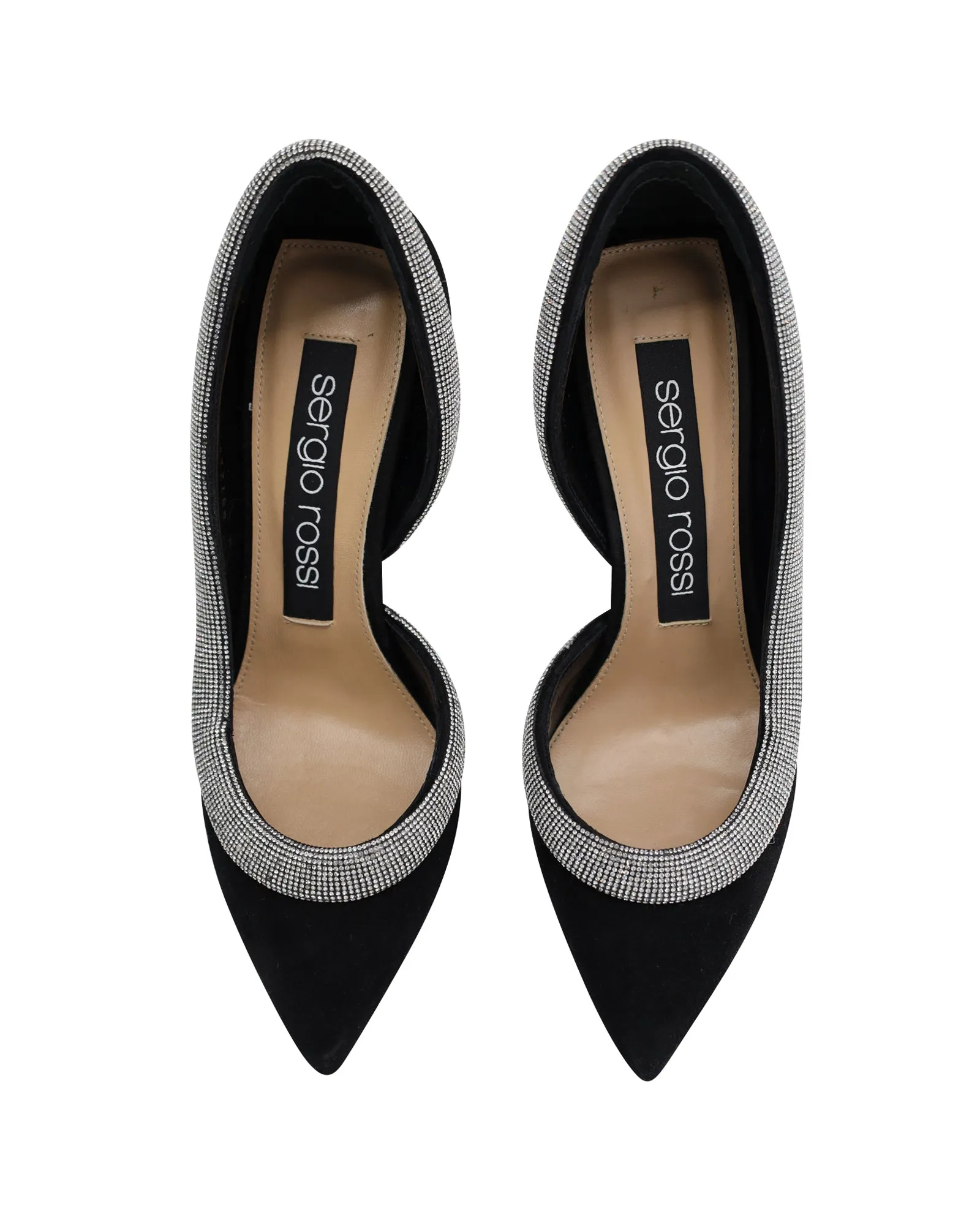 Sergio Rossi SR Milano Crystal-Embellished Pumps in Black Suede