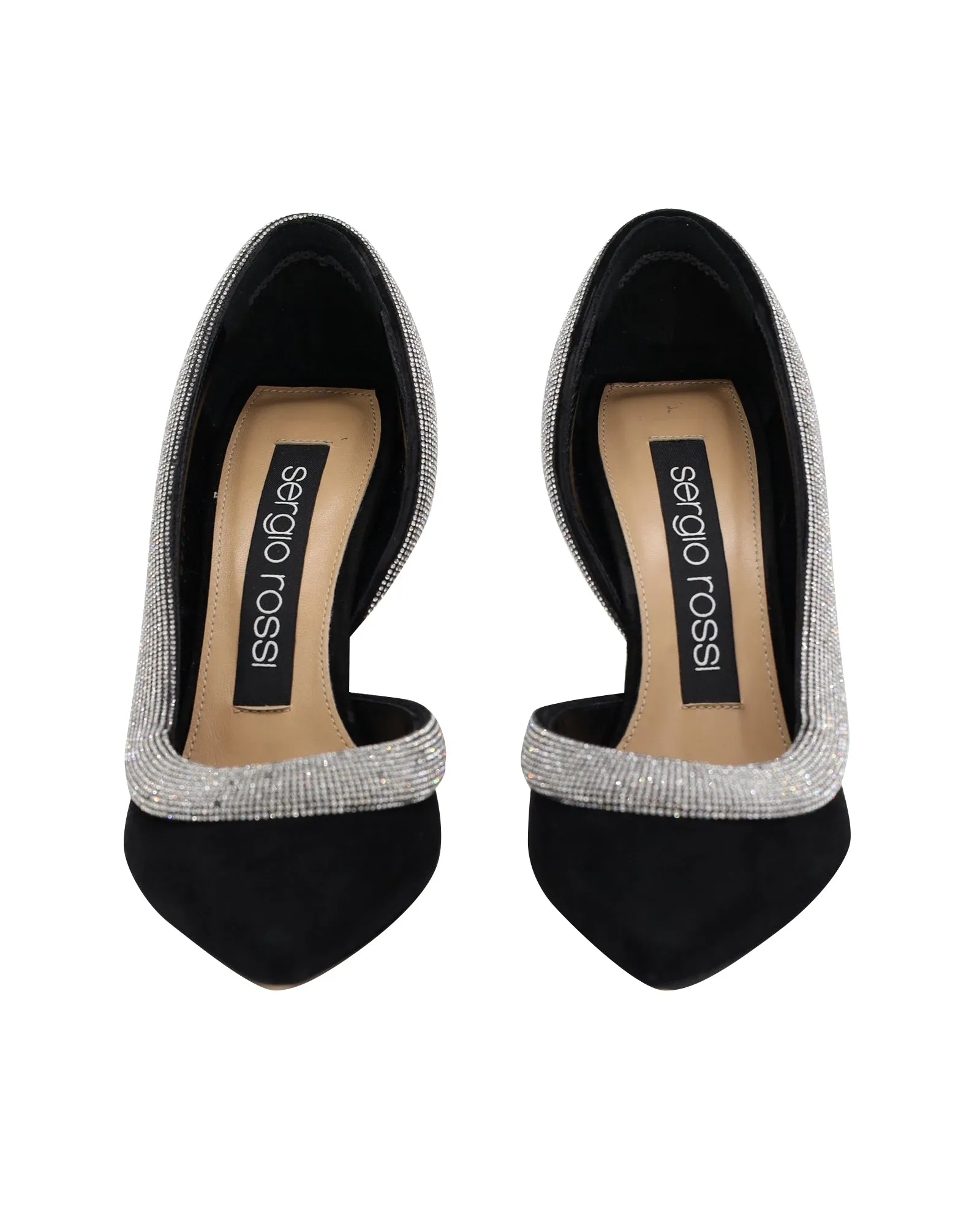 Sergio Rossi SR Milano Crystal-Embellished Pumps in Black Suede