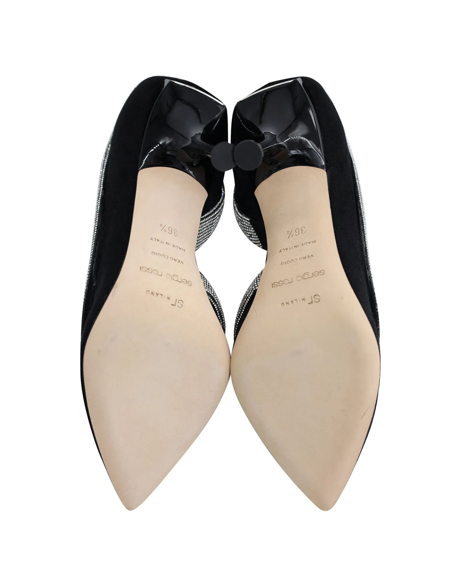 Sergio Rossi SR Milano Crystal-Embellished Pumps in Black Suede