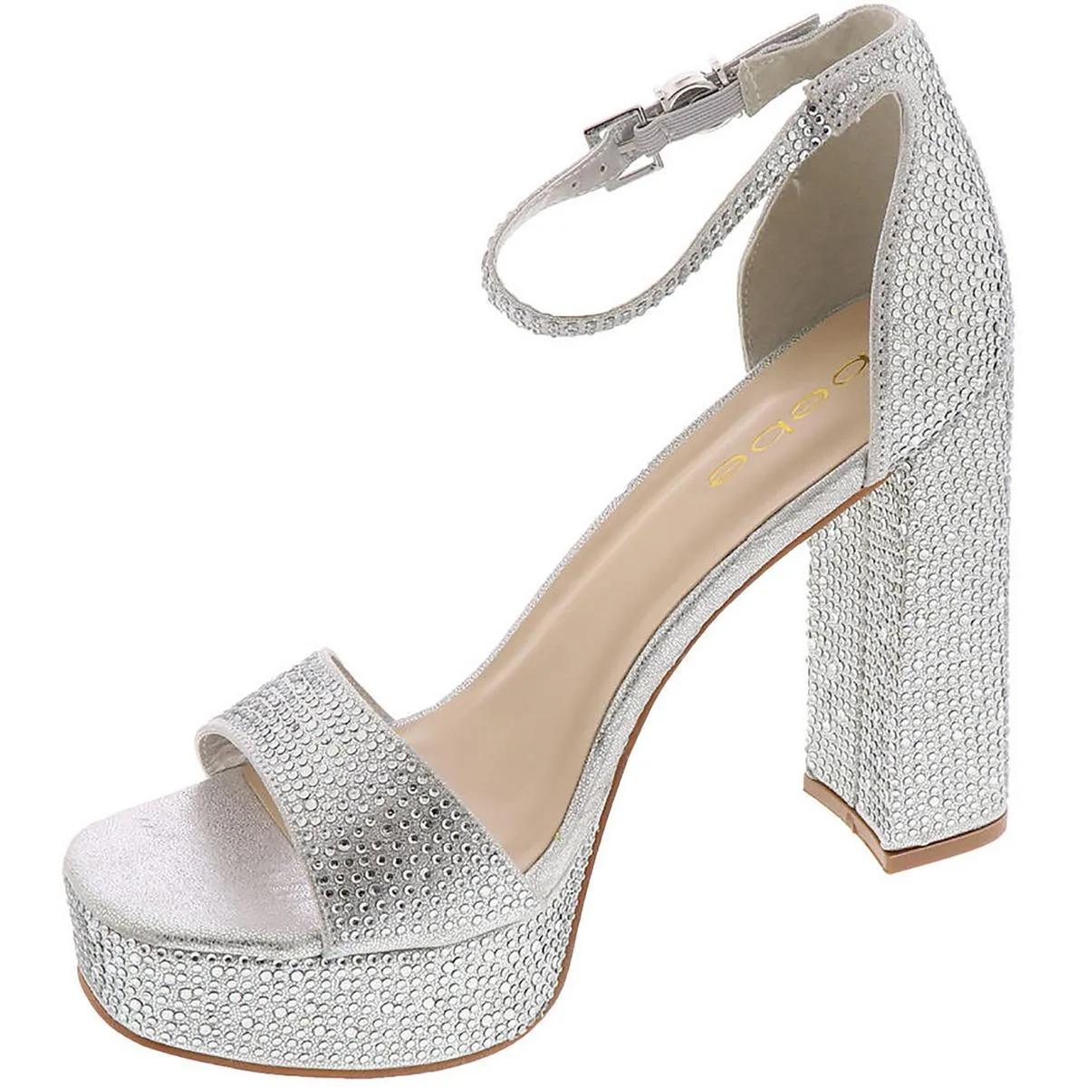 Shayla Womens Faux Suede Rhinestone Platform Heels