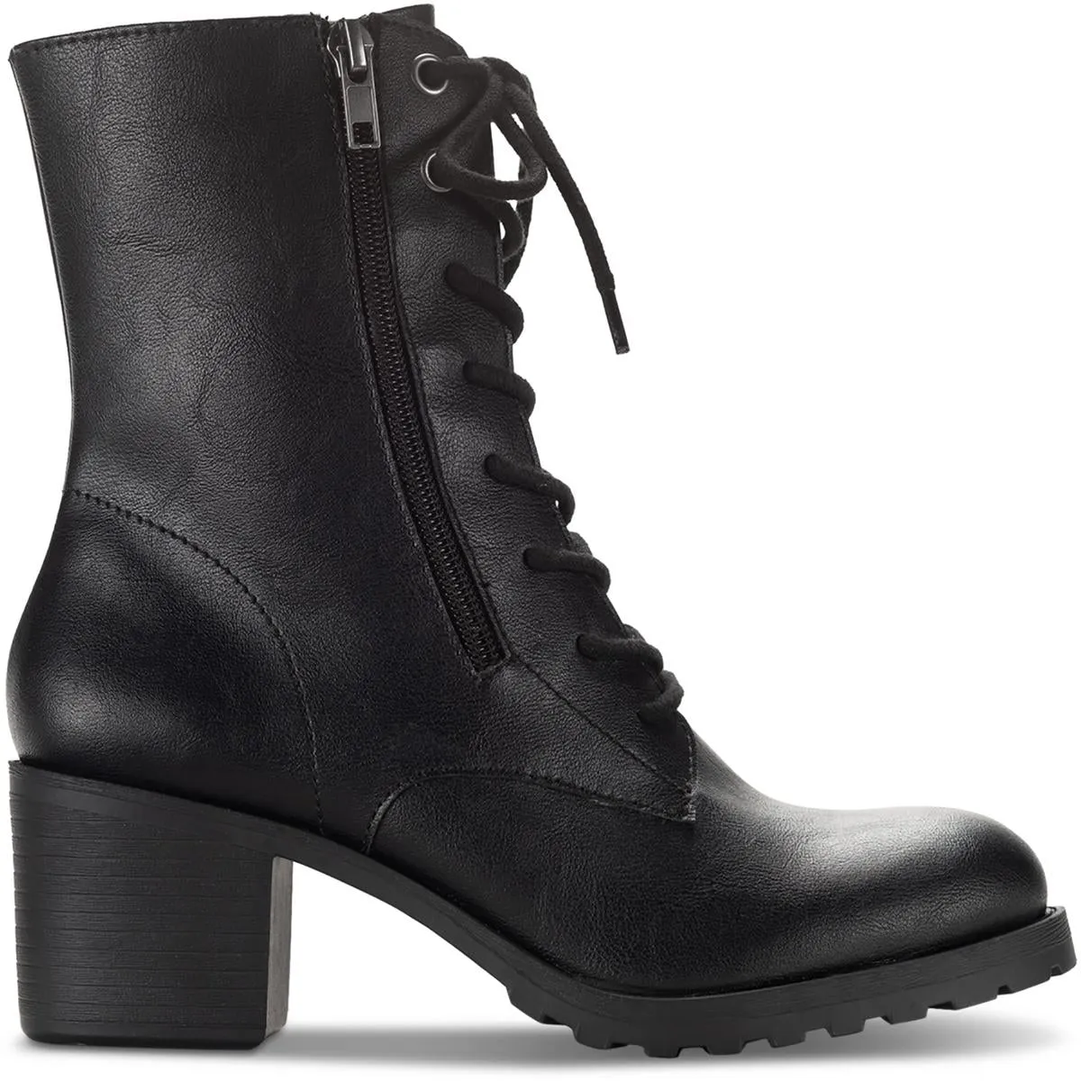 Sheilaa Womens Faux Leather Combat & Lace-Up Boots