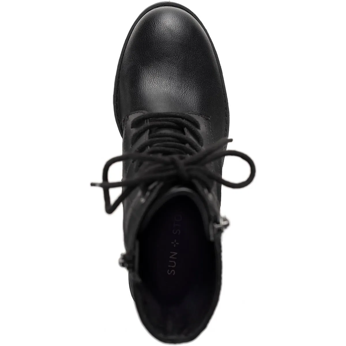 Sheilaa Womens Faux Leather Combat & Lace-Up Boots