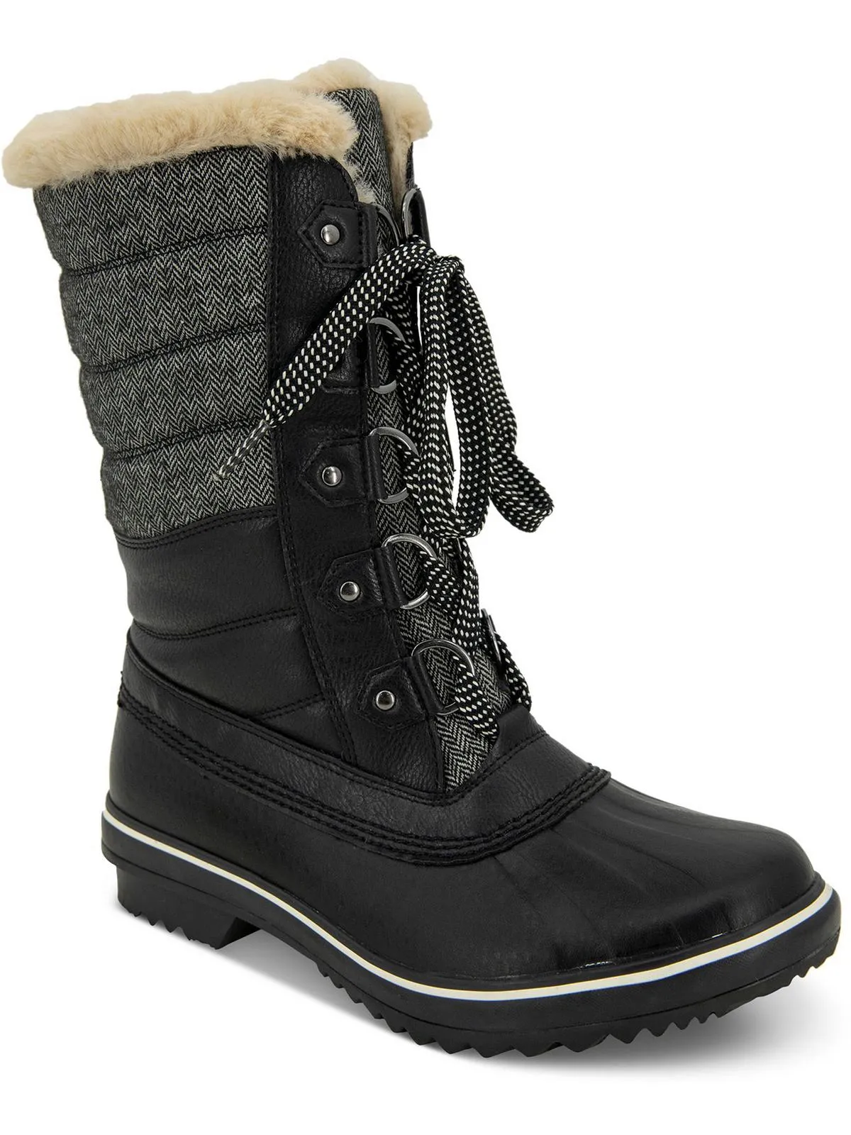 Siberia Womens Faux Leather Faux Fur Winter & Snow Boots