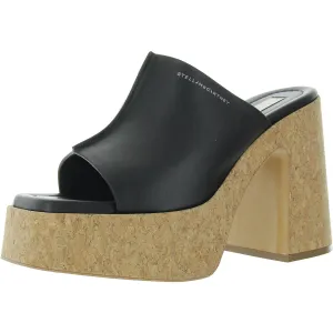 Skyla Womens Cork Faux Leather Platform Heels