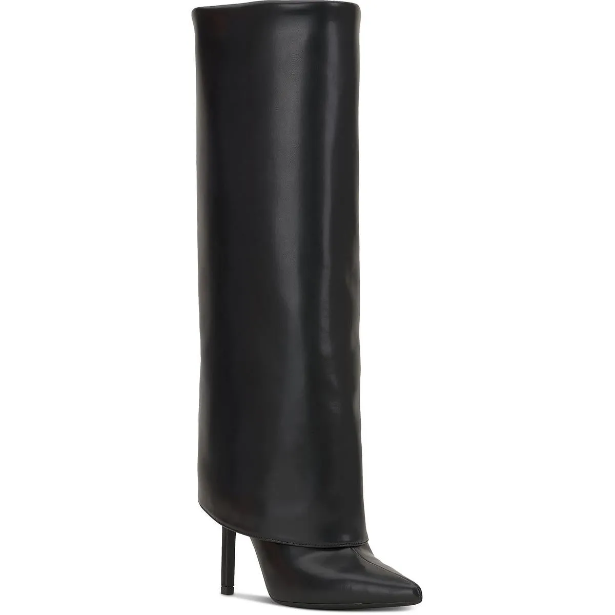 SKYLAR Womens Cuffed Faux Leather Knee-High Boots