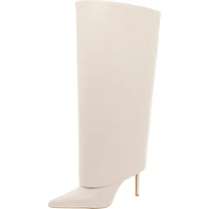 SKYLAR Womens Cuffed Faux Leather Knee-High Boots