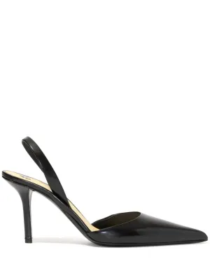 Slash Slingback Pumps In Spazzolato Leather In Black