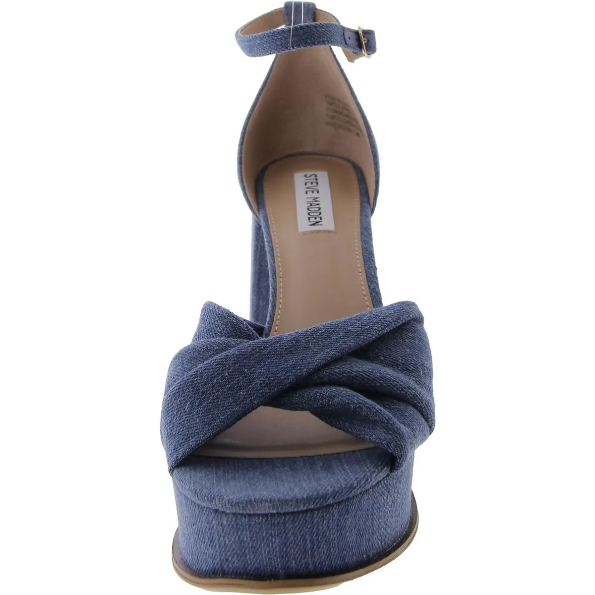 Solve Womens Denim Ankle Strap Platform Heels