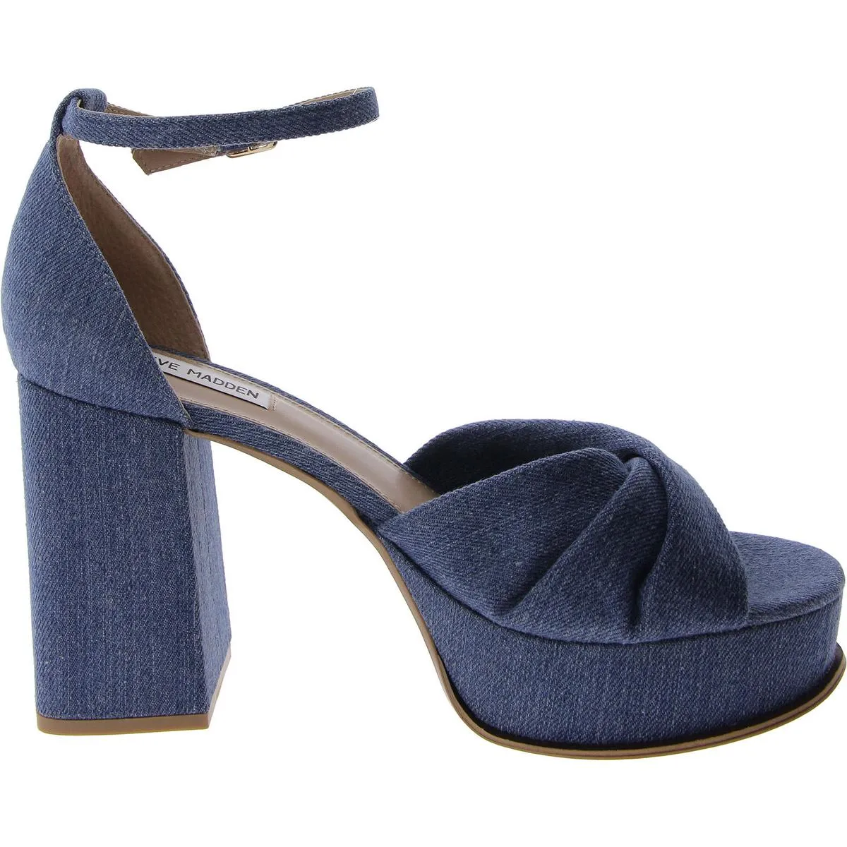 Solve Womens Denim Ankle Strap Platform Heels