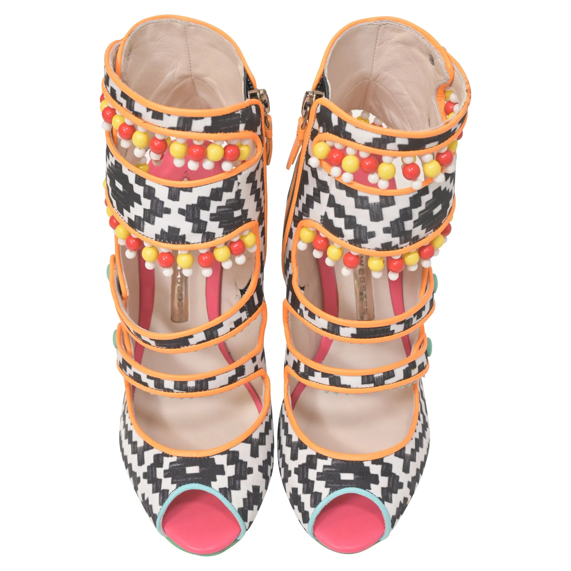 Sophia Webster Amma Aztec Printed Satin Sandals In Multicolor Leather