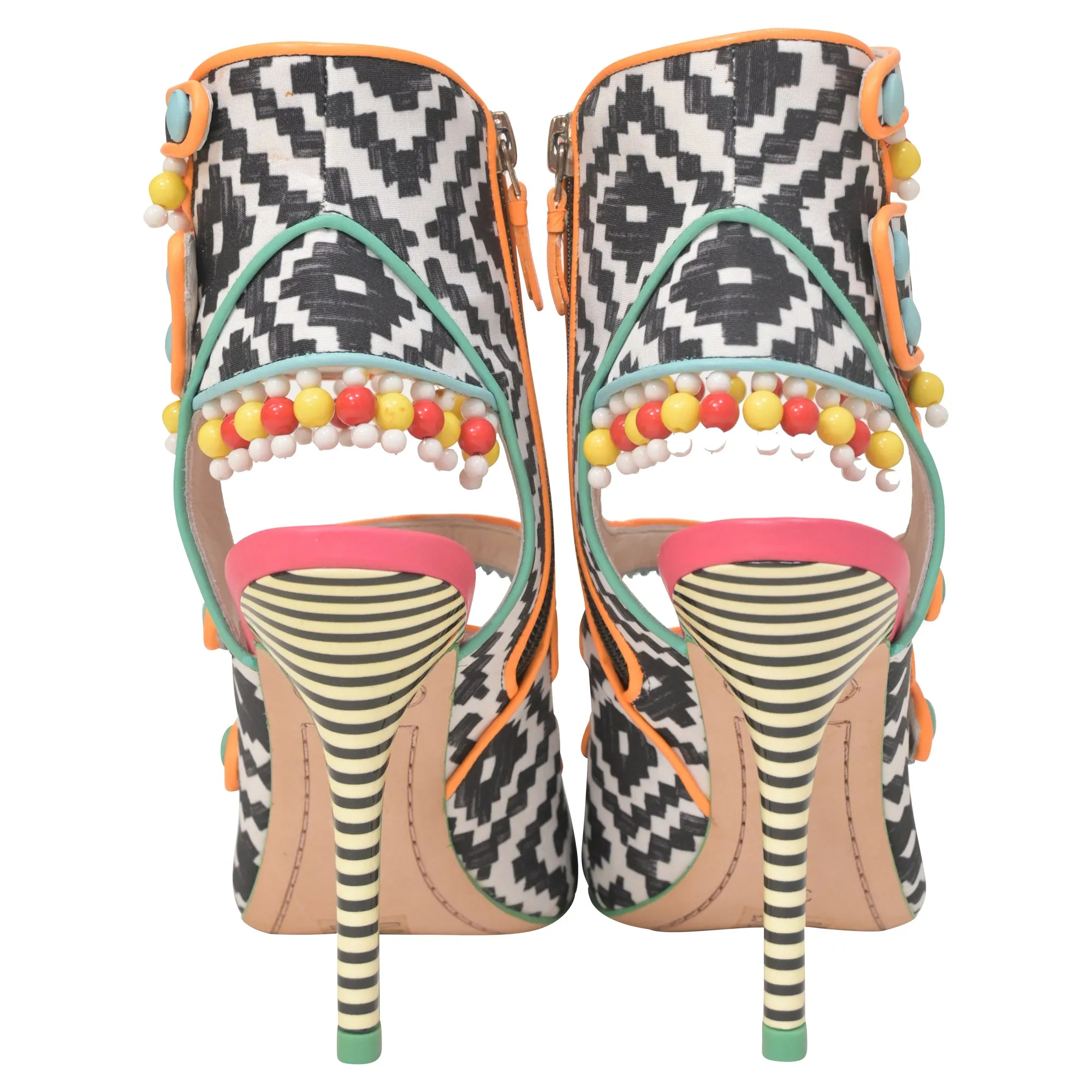 Sophia Webster Amma Aztec Printed Satin Sandals In Multicolor Leather