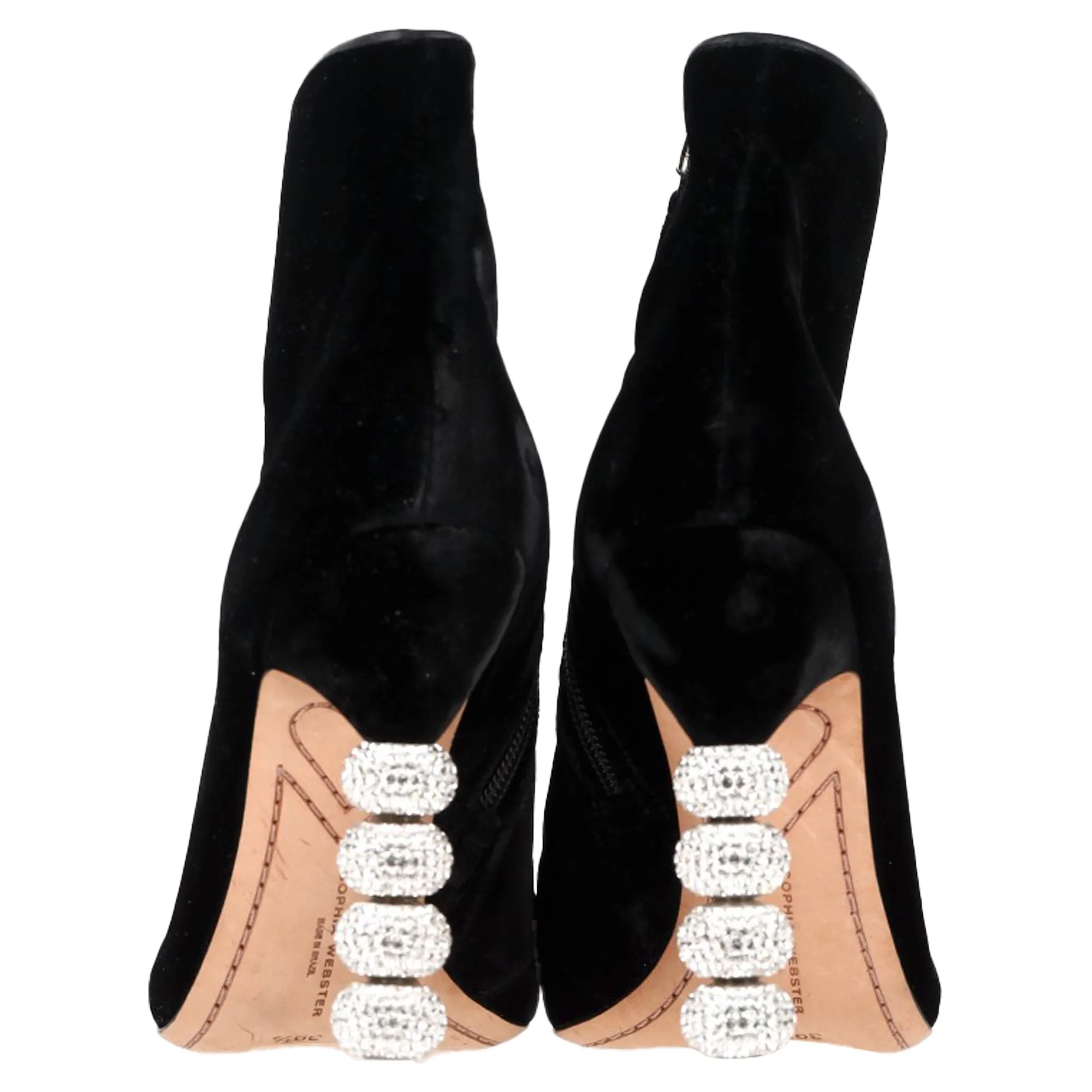 Sophia Webster Coco Crystal Embellished Boots in Black Suede