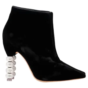 Sophia Webster Coco Crystal Embellished Boots in Black Suede