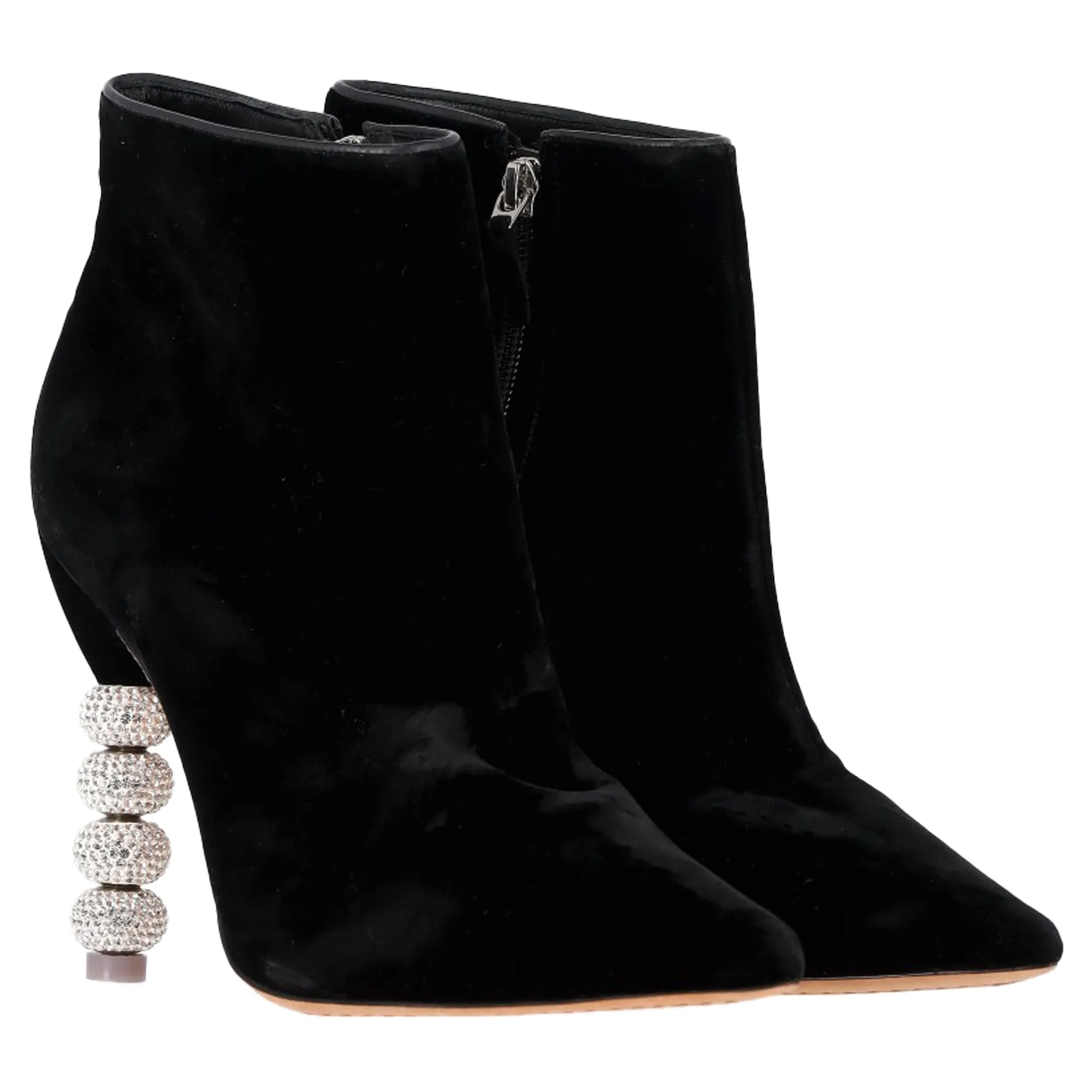 Sophia Webster Coco Crystal Embellished Boots in Black Suede