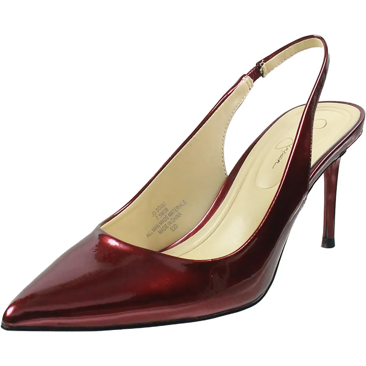 Souli Womens Cushioned Footbed Pointed Toe Slingback Heels