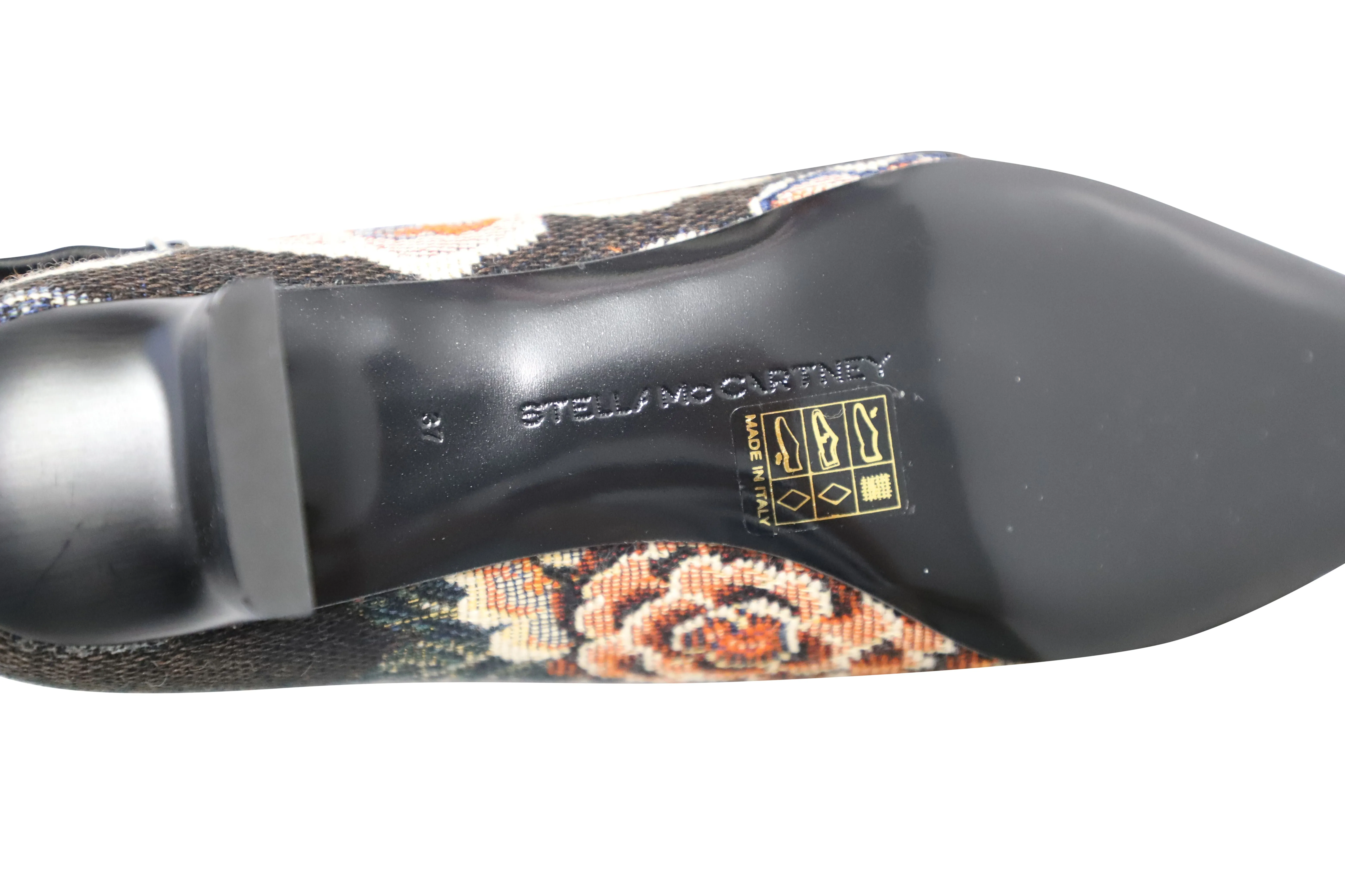 Stella McCartney Floral Mary Jane Pumps in Black Canvas