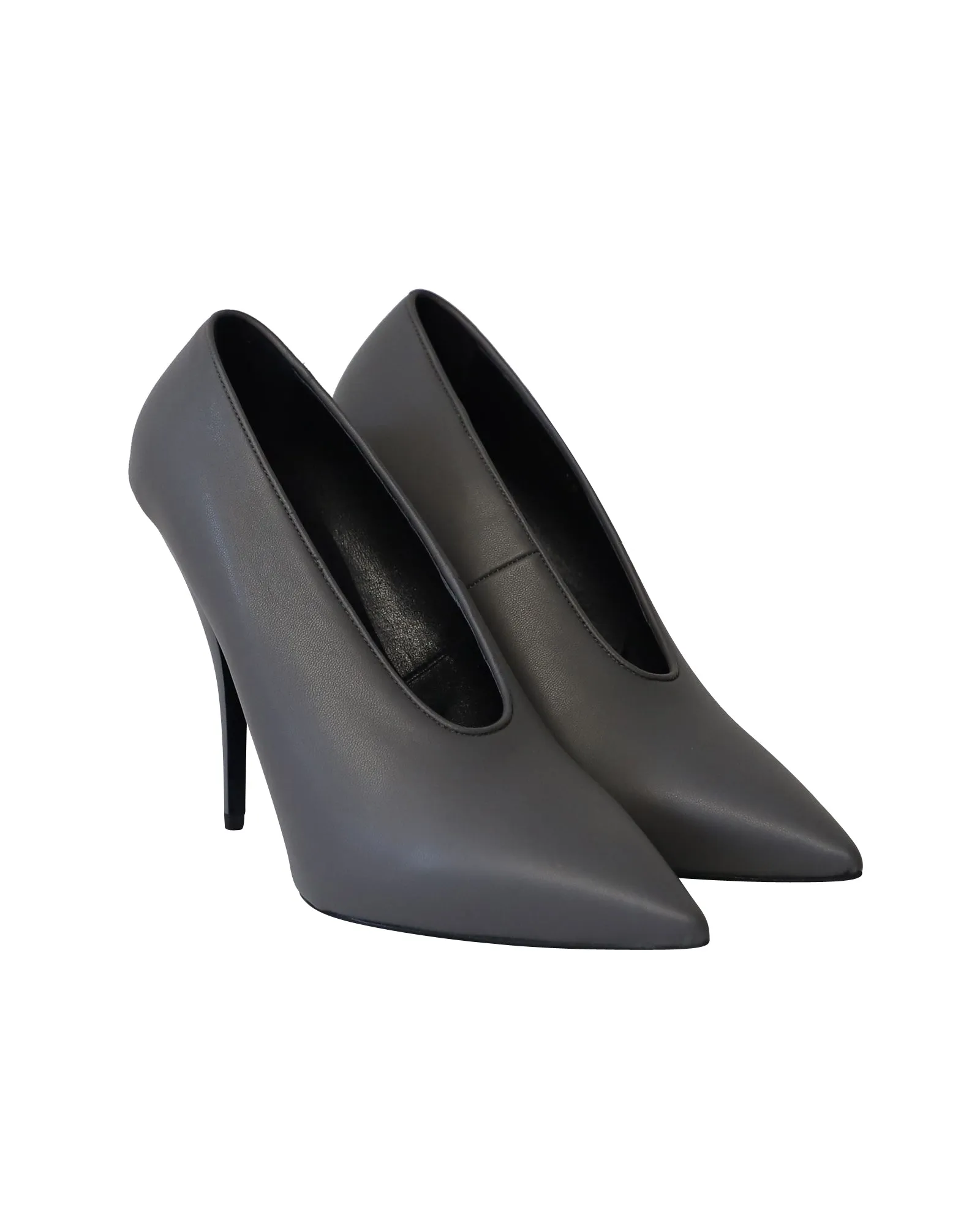 Stella McCartney High Vamp Pointed Toe Pumps in Grey Suede