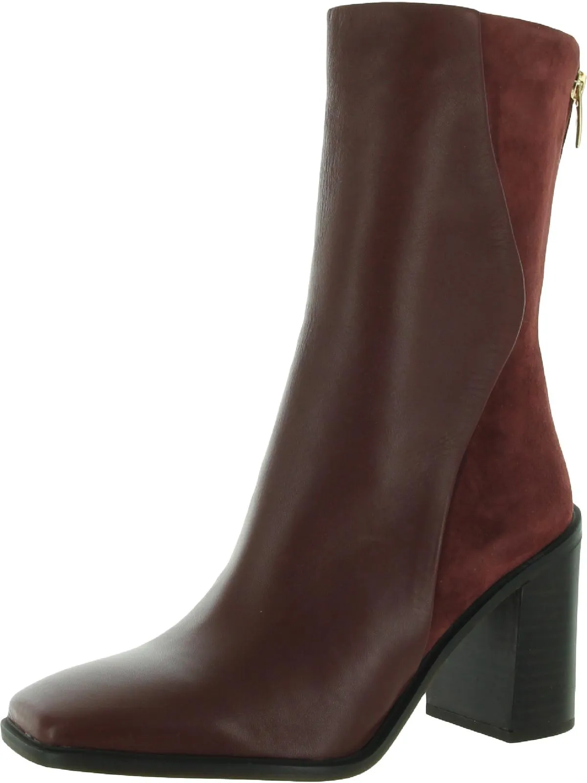 Steviena Womens Leather Square Toe Mid-Calf Boots