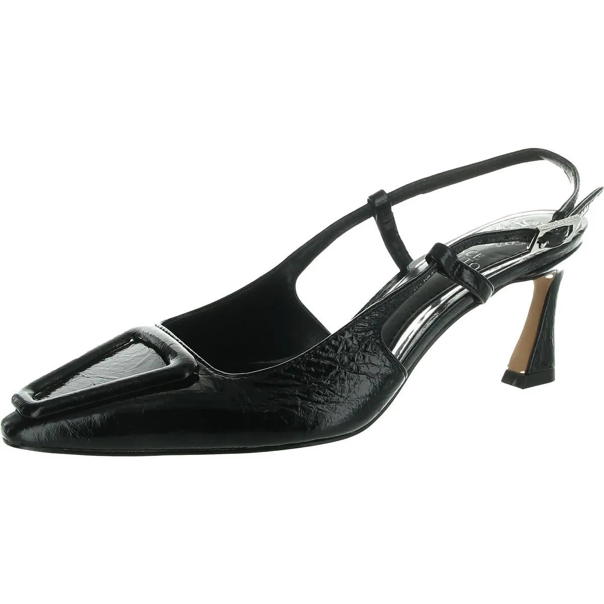 Stilla Womens Adjustable Patent Leather Slingback Heels