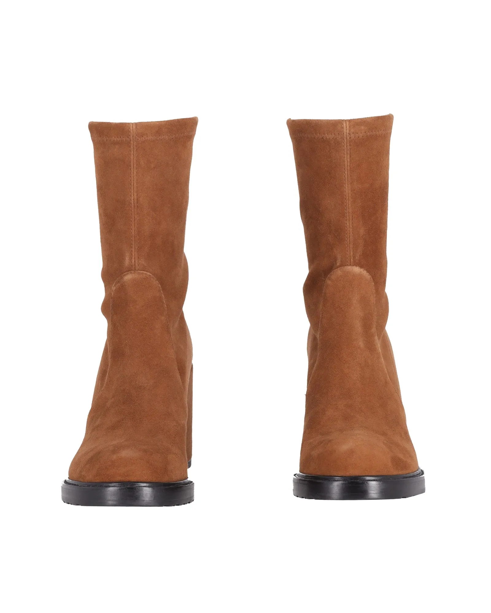 Stuart Weitzman Dalenna Sock Ankle Boots in Tan Suede