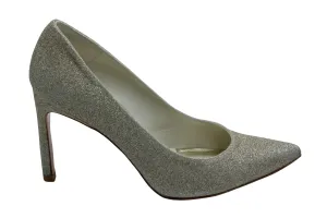 Stuart Weitzman Heist 95 Pumps in Gold Glitter Lam Leather