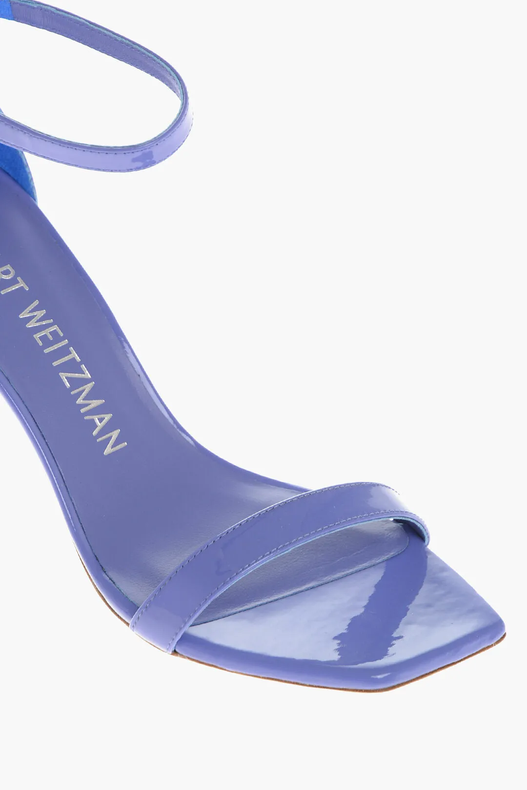 Stuart Weitzman Patent Leather Nunaked Sandals With Ankle Strap 9Cm