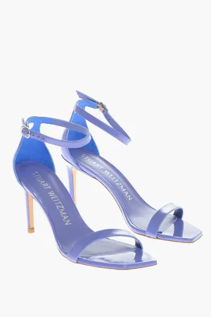 Stuart Weitzman Patent Leather Nunaked Sandals With Ankle Strap 9Cm