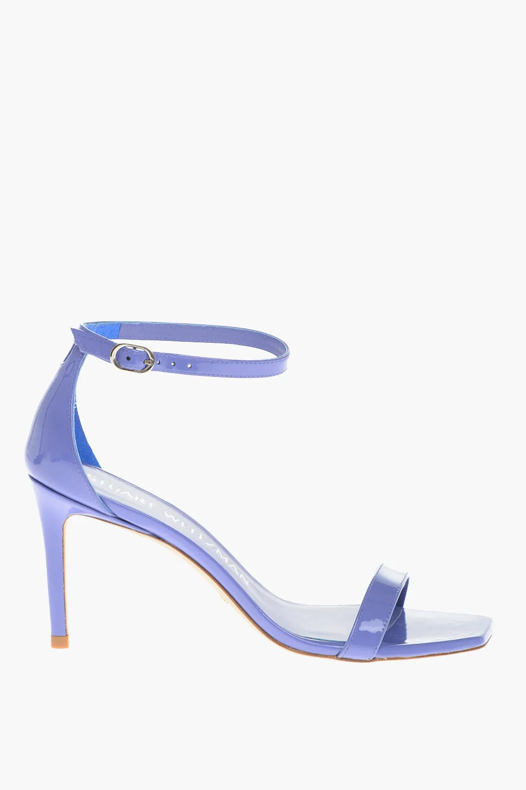 Stuart Weitzman Patent Leather Nunaked Sandals With Ankle Strap 9Cm