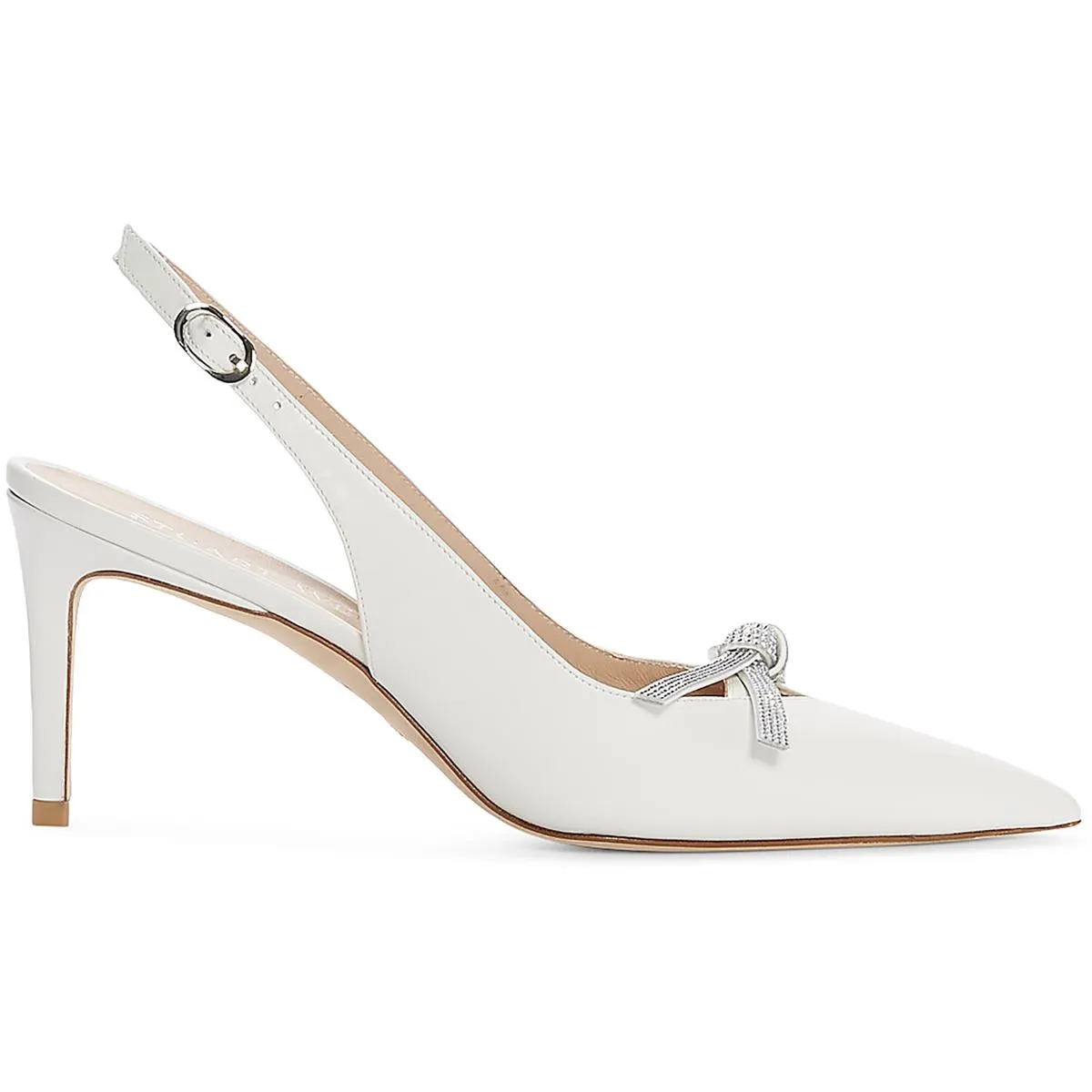 SW Bow 75 Slingback Womens Leather Pointed Toe Slingback Heels