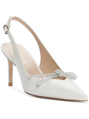 SW Bow 75 Slingback Womens Leather Pointed Toe Slingback Heels