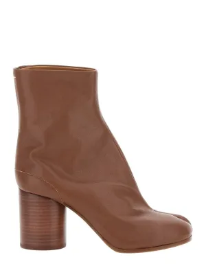 Tabi' Brown Leather High Heel Ankle Boots