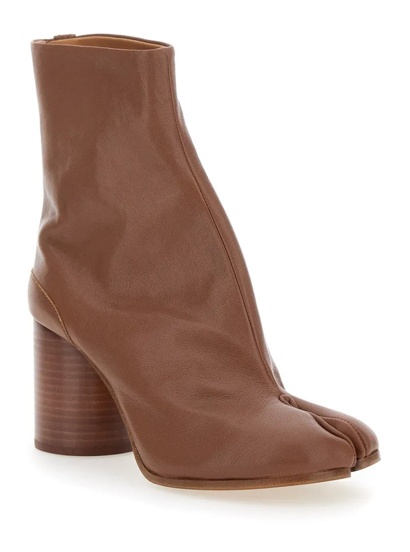 Tabi' Brown Leather High Heel Ankle Boots