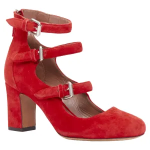 Tabitha Simmons Moda Suede Leather Silver Buckles Strappy Heels