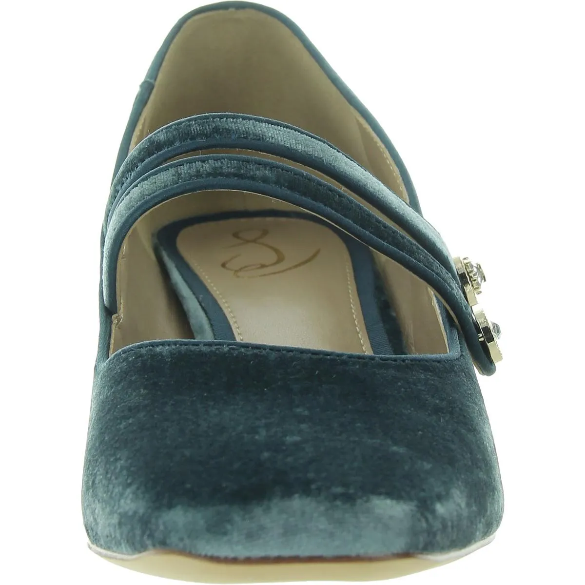 Tahira Womens Ribbed Knit Embellished Mary Jane Heels