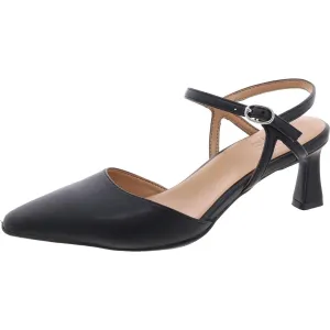 Tara Womens Faux Leather Pointed Toe Slingback Heels