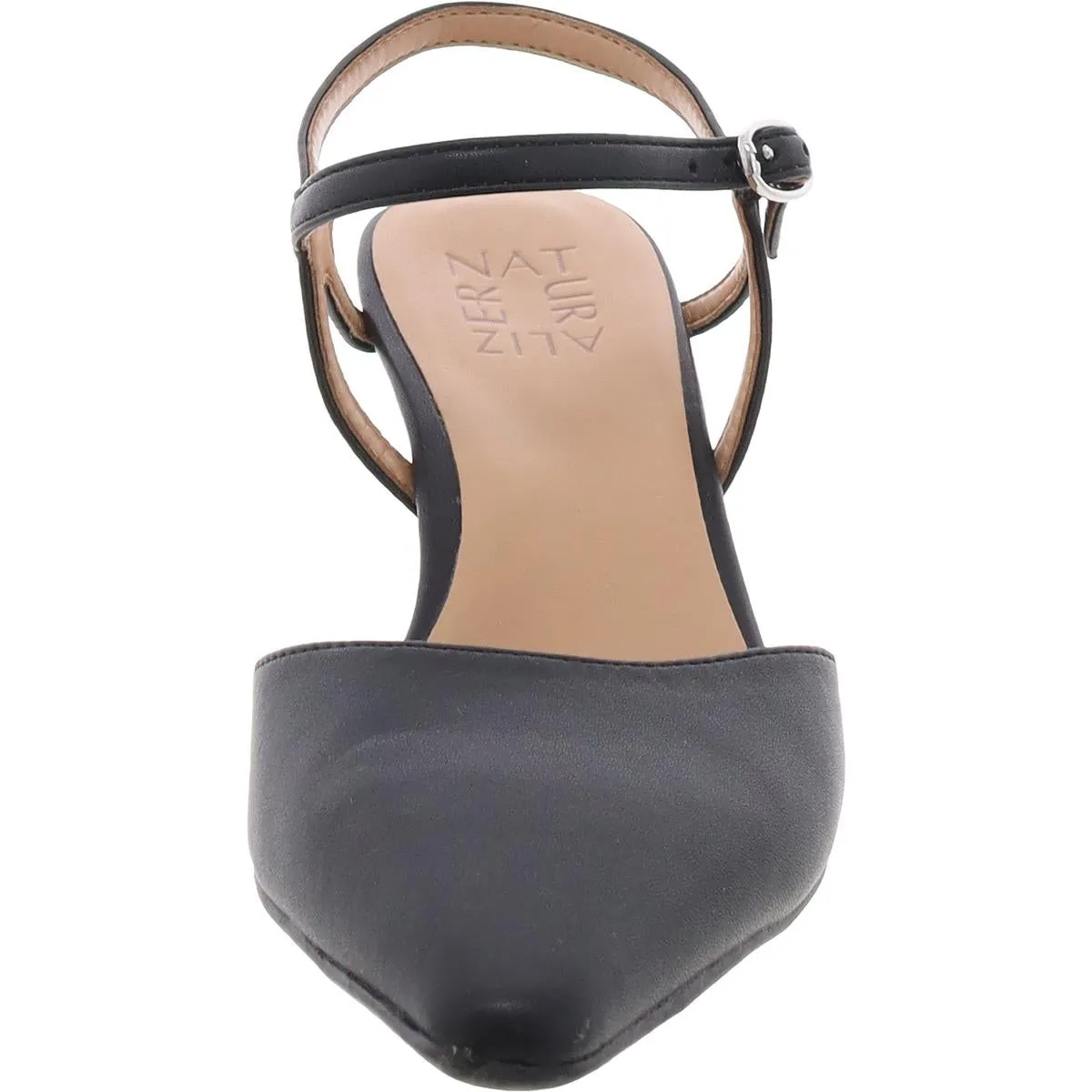 Tara Womens Faux Leather Pointed Toe Slingback Heels